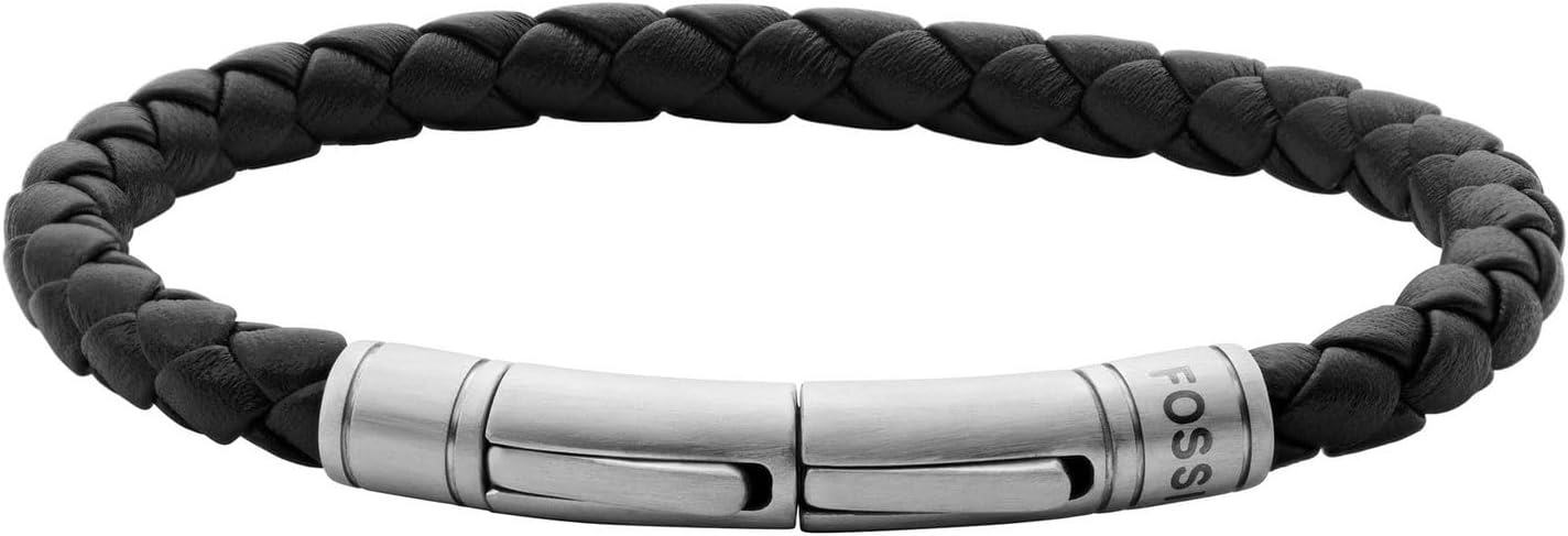 Thumbnail 6 de Fossil bracciale da uomo in pelle o acciaio inossidabile con chiusura regolabile