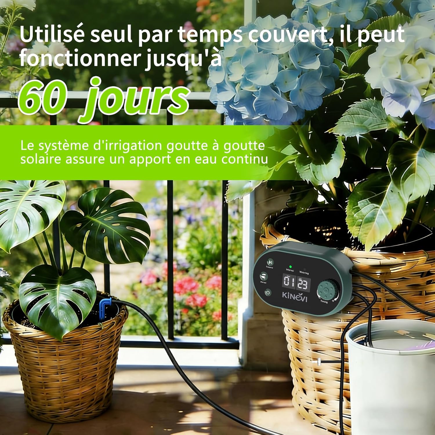 Thumbnail 4 de KINEVI Solar Irrigation System, 3W Auto Watering Kit for 15 Pots