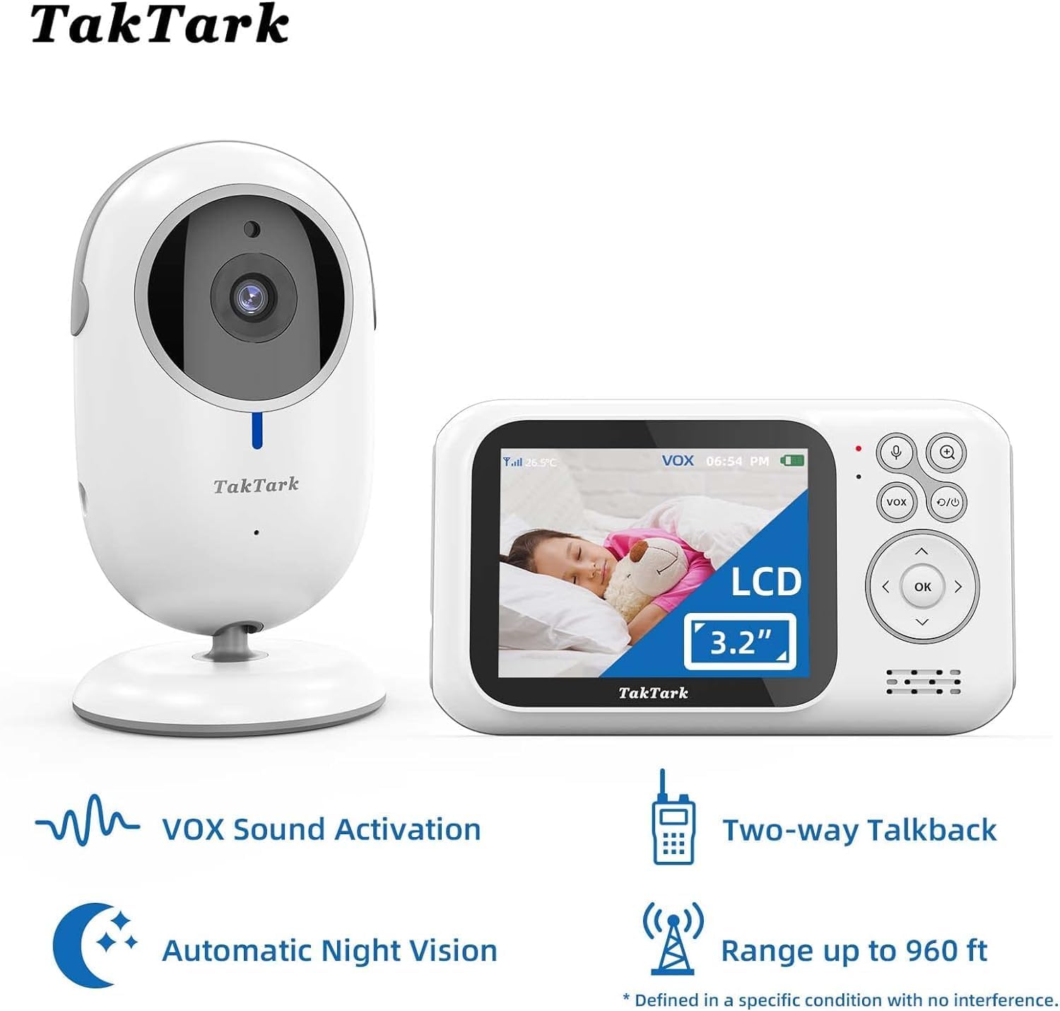 Detalle 2 de TakTark BM611 Vigilabebés 3,2" IPS