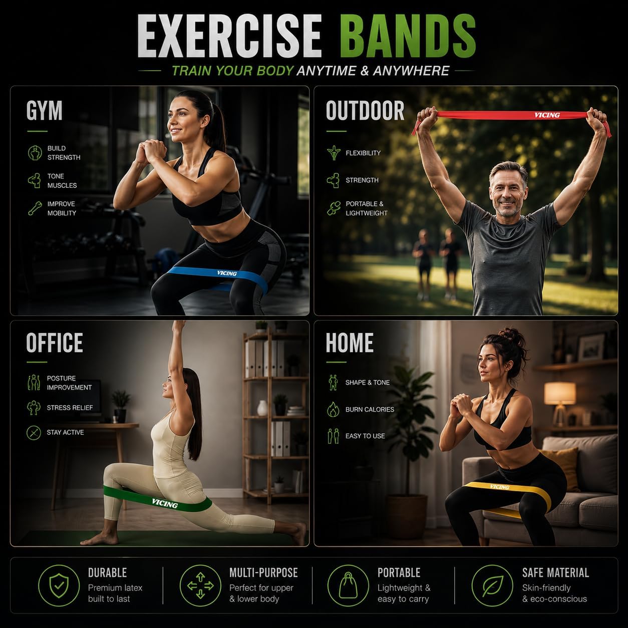 Thumbnail 6 de VICING G3227 Resistance Bands, Set of 5, Natural Latex, 5 Levels