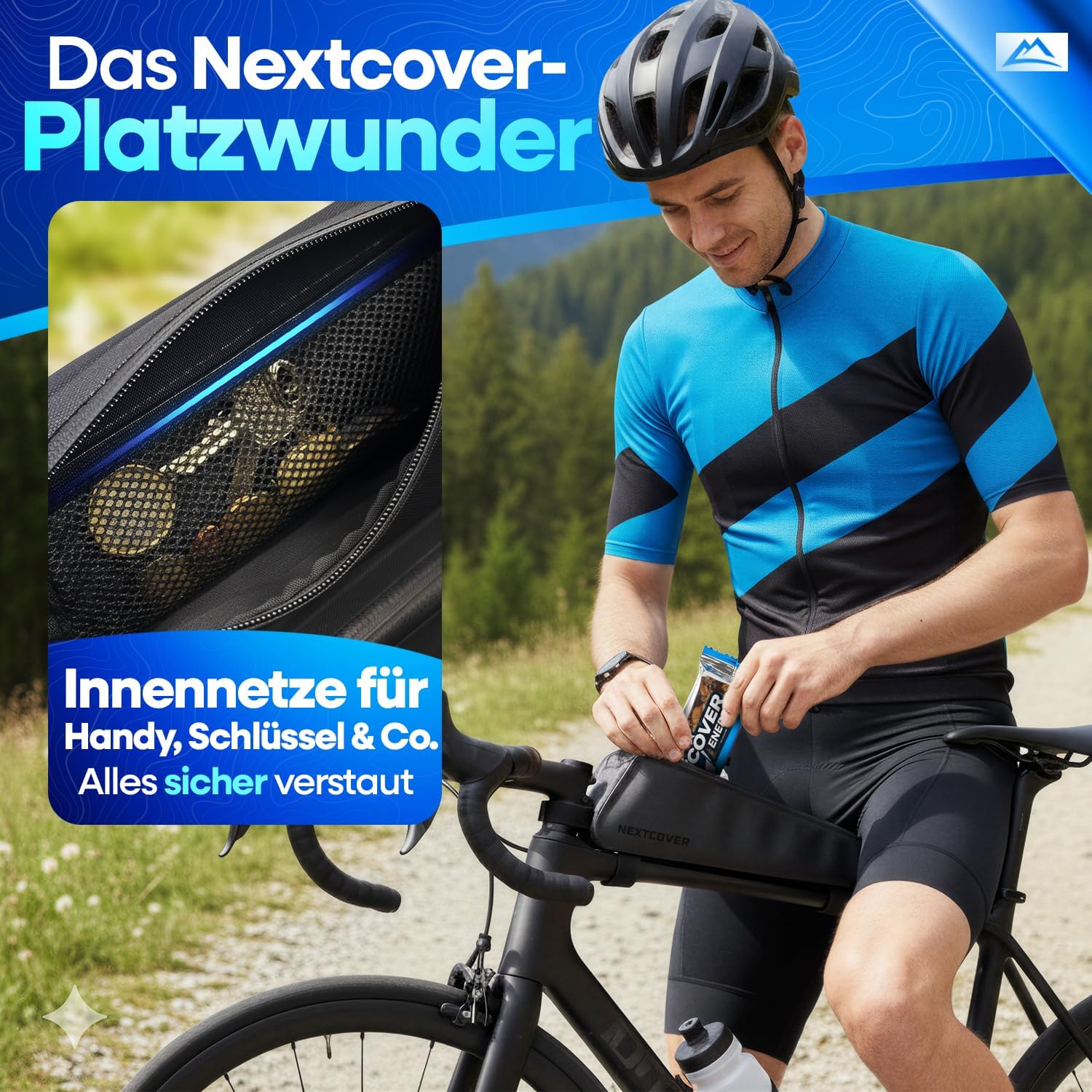 Thumbnail 4 de Nextcover® Bikepacking Oberrohrtasche mit Klettverschluss – 100% wasserdichtes AquaShield-TPU, 1L