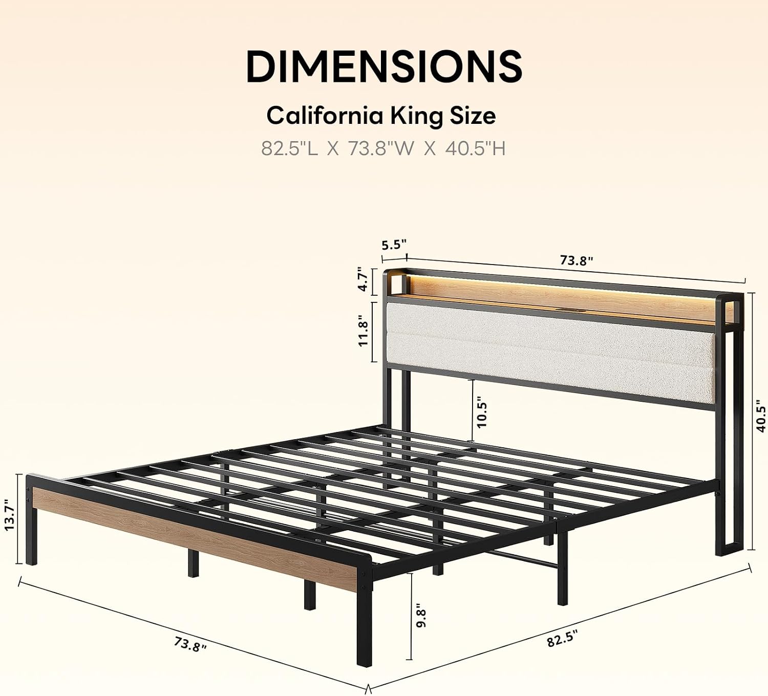 Detalle de LIKIMIO California King Bed Frame