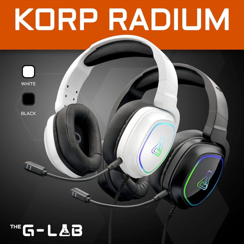 Thumbnail 3 de G-Lab Korp Radium: auriculares gaming RGB multplataforma blancos