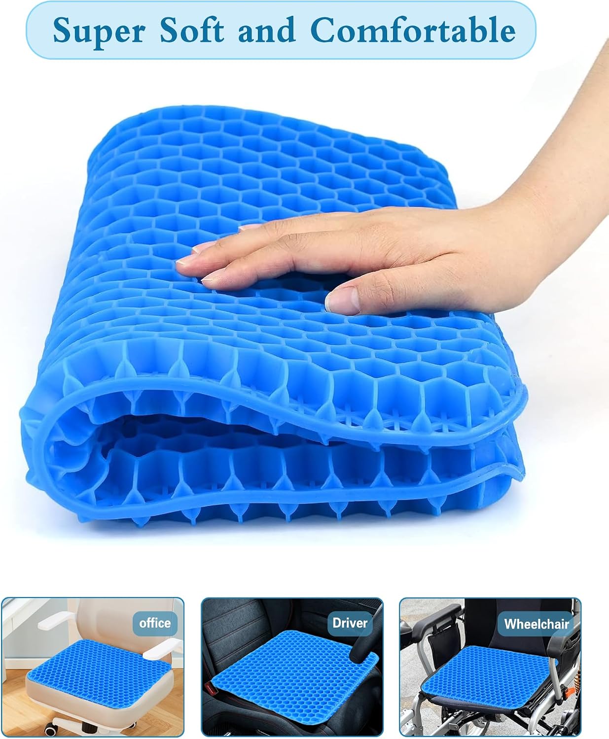 Thumbnail 2 de Rewoalzx 2025 Extra Thick Cooling Gel Seat Cushion (50x50x5cm) for Back Pain Relief