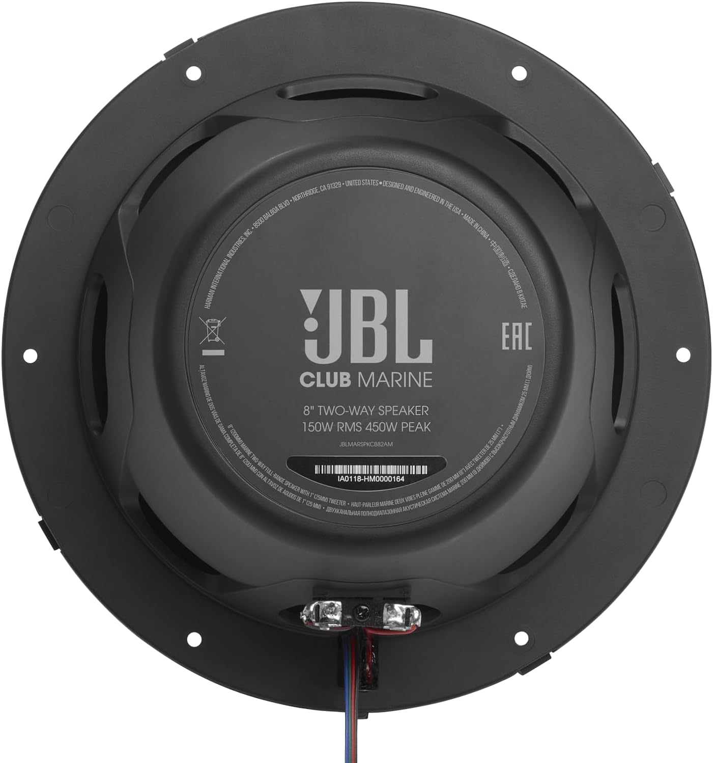 Detalle 2 de JBL Club Marine 8" JBLMARSPKCB82AM 2-Way Marine Speaker with IPX5 and RGB LEDs