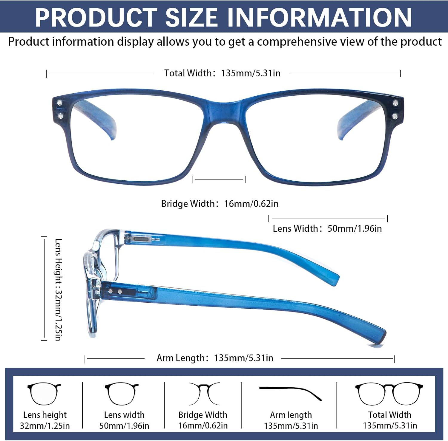 Thumbnail 6 de ZONLON 6 Pack Reading Glasses (Blue Light Blocking) with Spring Hinges