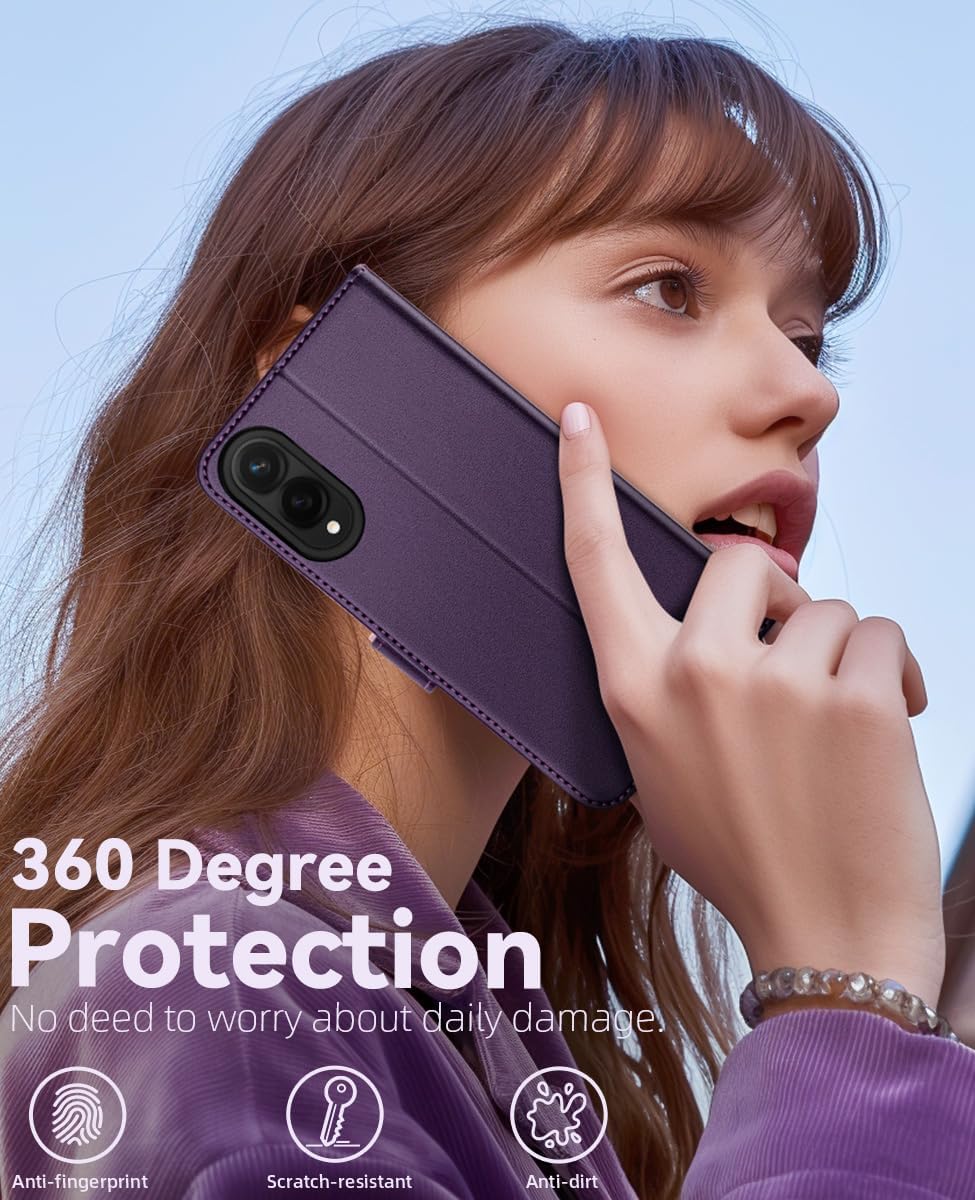 Thumbnail 6 de OCASE Lederhülle für Samsung Galaxy S25 Edge 5G – Klappbar, RFID-Schutz, Dunkelviolett