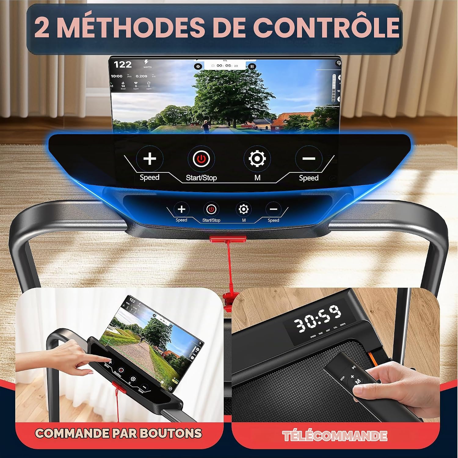 Detalle 2 de Orisyn TW2 plooibare 2-in-1-loopband, 1–12 km/u en manuele helling van 7%