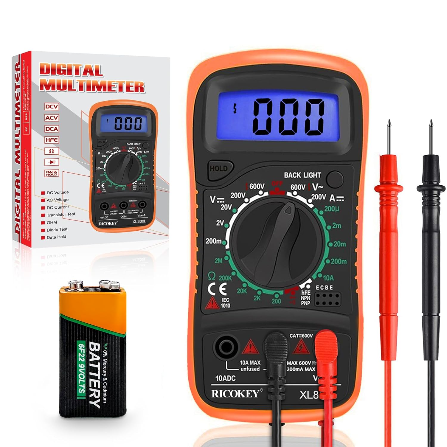 Digital Multimeter Voltmeter 2.7in LCD