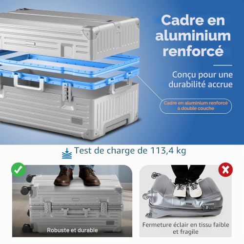 Detalle de ALPHA CAMP Valise XXL 105 L en polycarbonate, cadre aluminium et serrures TSA