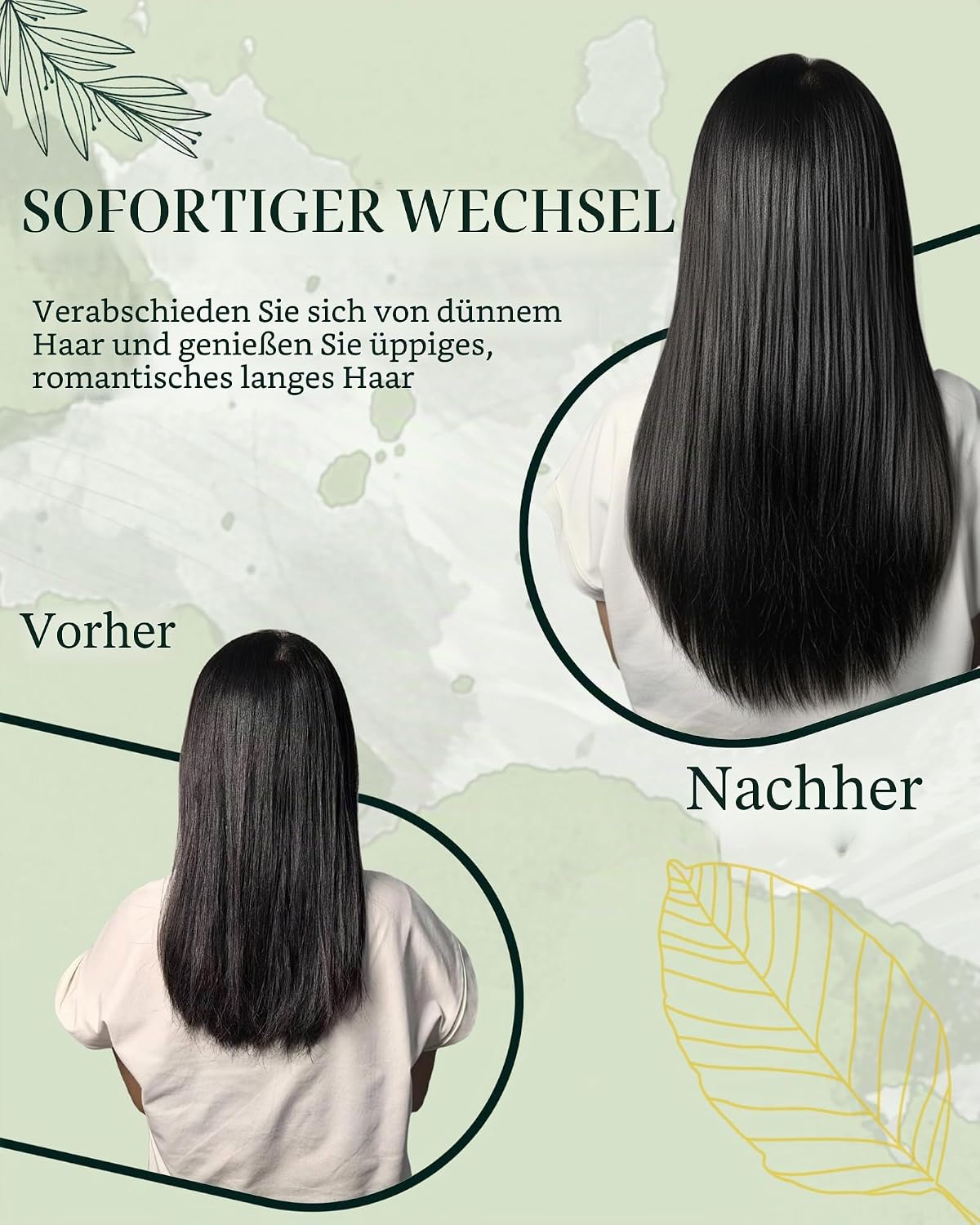 Detalle de RUNATURE Clip-in Extensions Echthaar Braun Highlight Blond 45 cm – 3 Stück 50 g