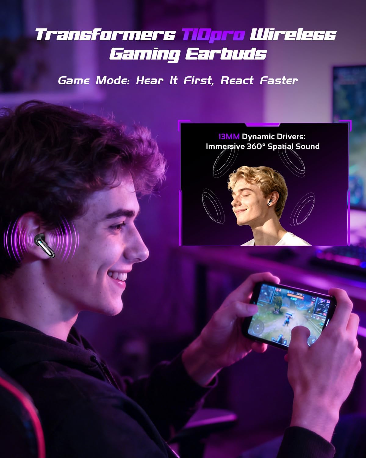 Detalle de Transformers Official Bumblebee Wireless Gaming Earbuds