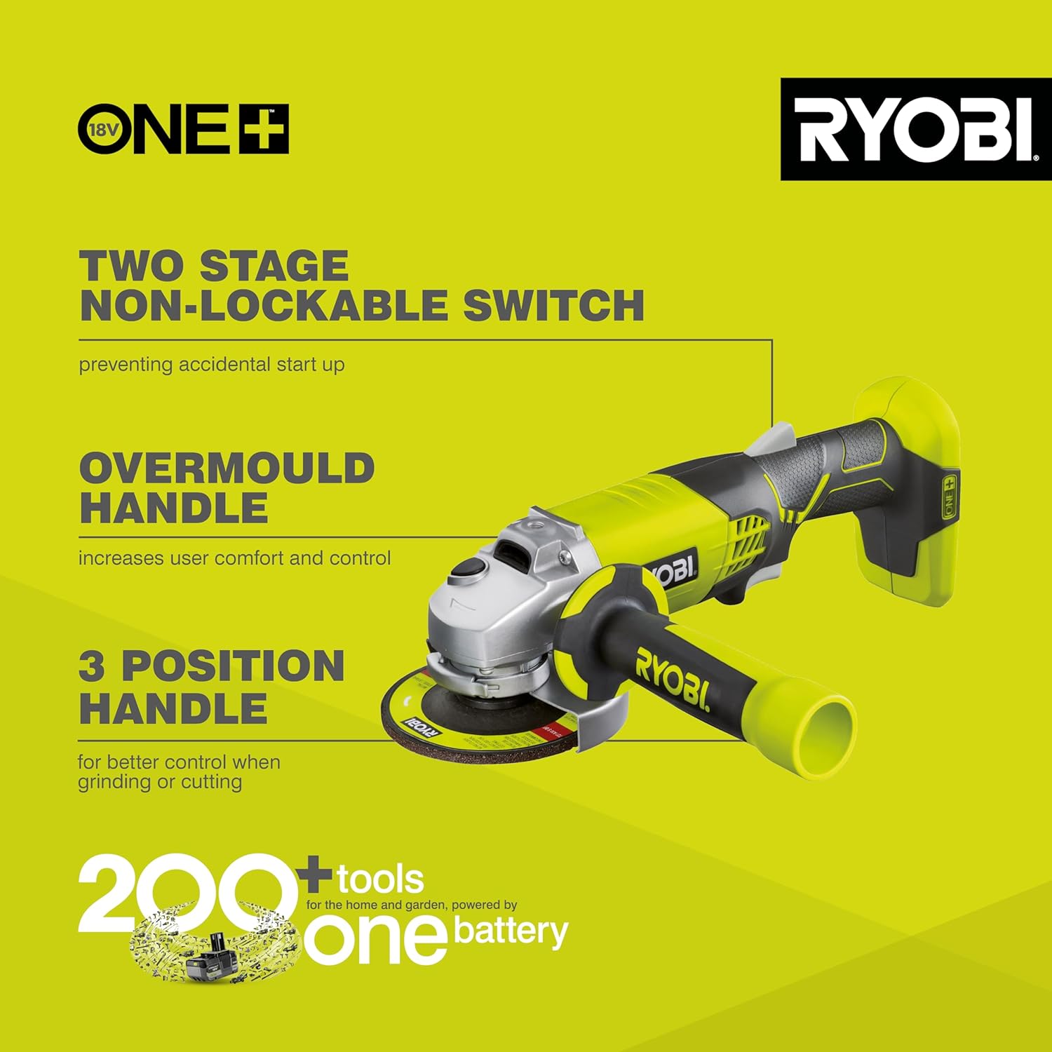 Detalle de Ryobi R18AG-0 18V ONE+ Angle Grinder (Battery & Charger Excluded)