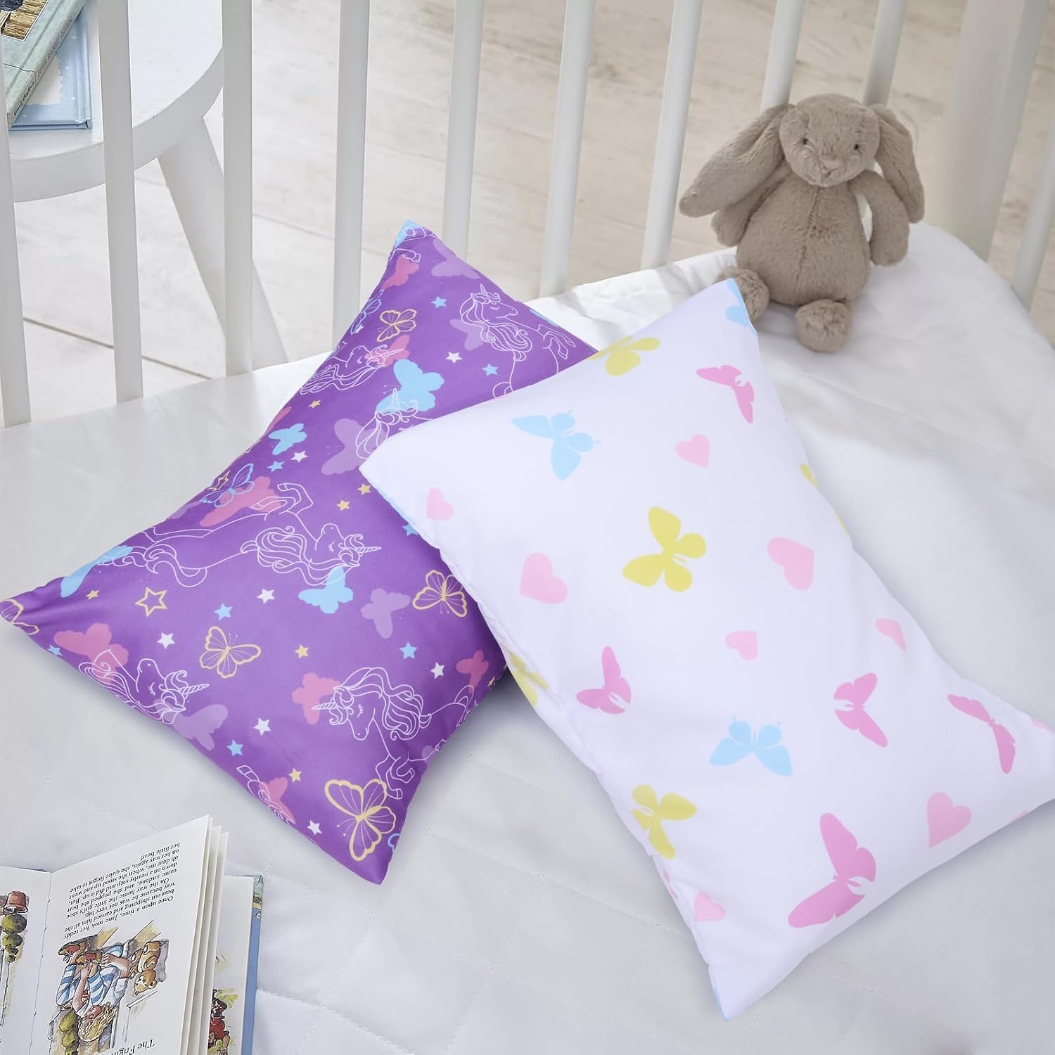 Detalle de JISEN Toddler Pillowcases for Boys – Aircraft Design, 2 Pack (33x46cm / 30x40cm / 35x48cm) in Blue & White