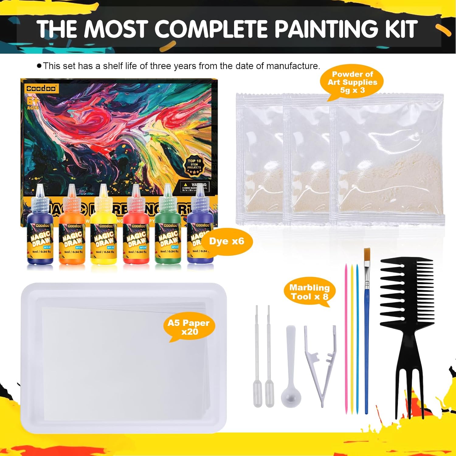 Thumbnail 5 de Coodoo Water Marbling Paint kit for kids 6+ 🎨