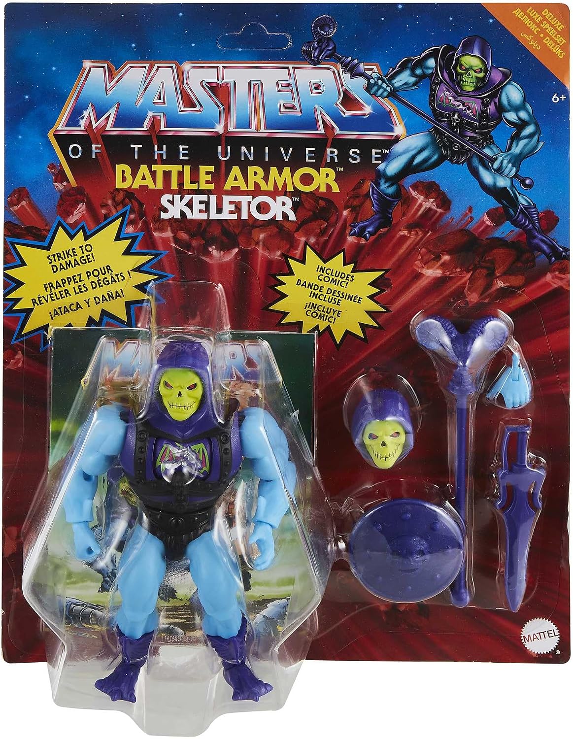 Detalle 2 de Masters of the Universe GVL77 Skeletor Battle Armor Action Figure – Origins Deluxe 5.5-in