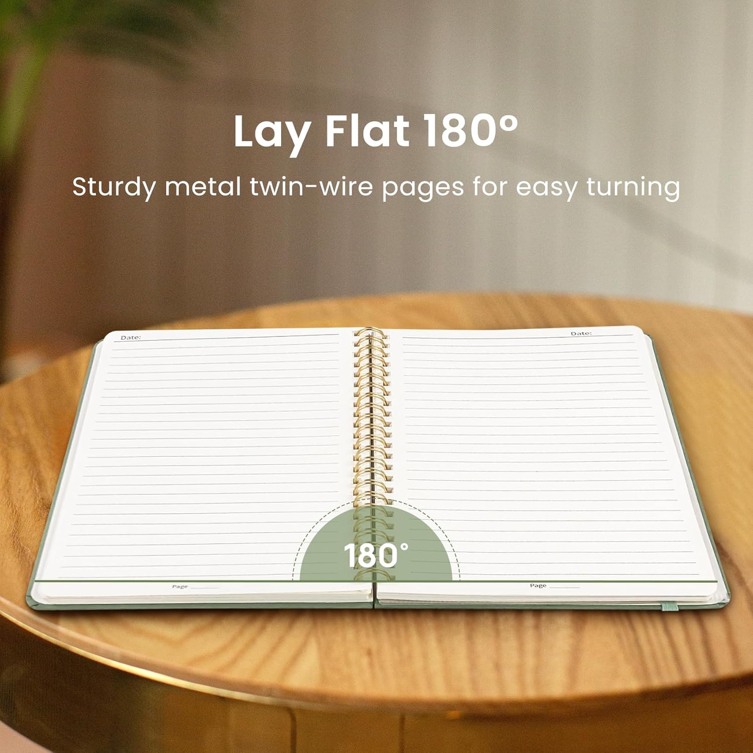 Thumbnail 3 de Taja Lined Spiral Journal Notebook (A5, Green) — 140 Pages, Hardcover, College Ruled