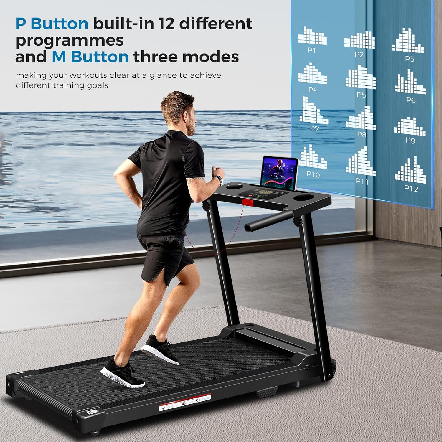 Thumbnail 3 de Aiteid 380C Treadmill with Handles, 12 Programs, 300 lb Capacity