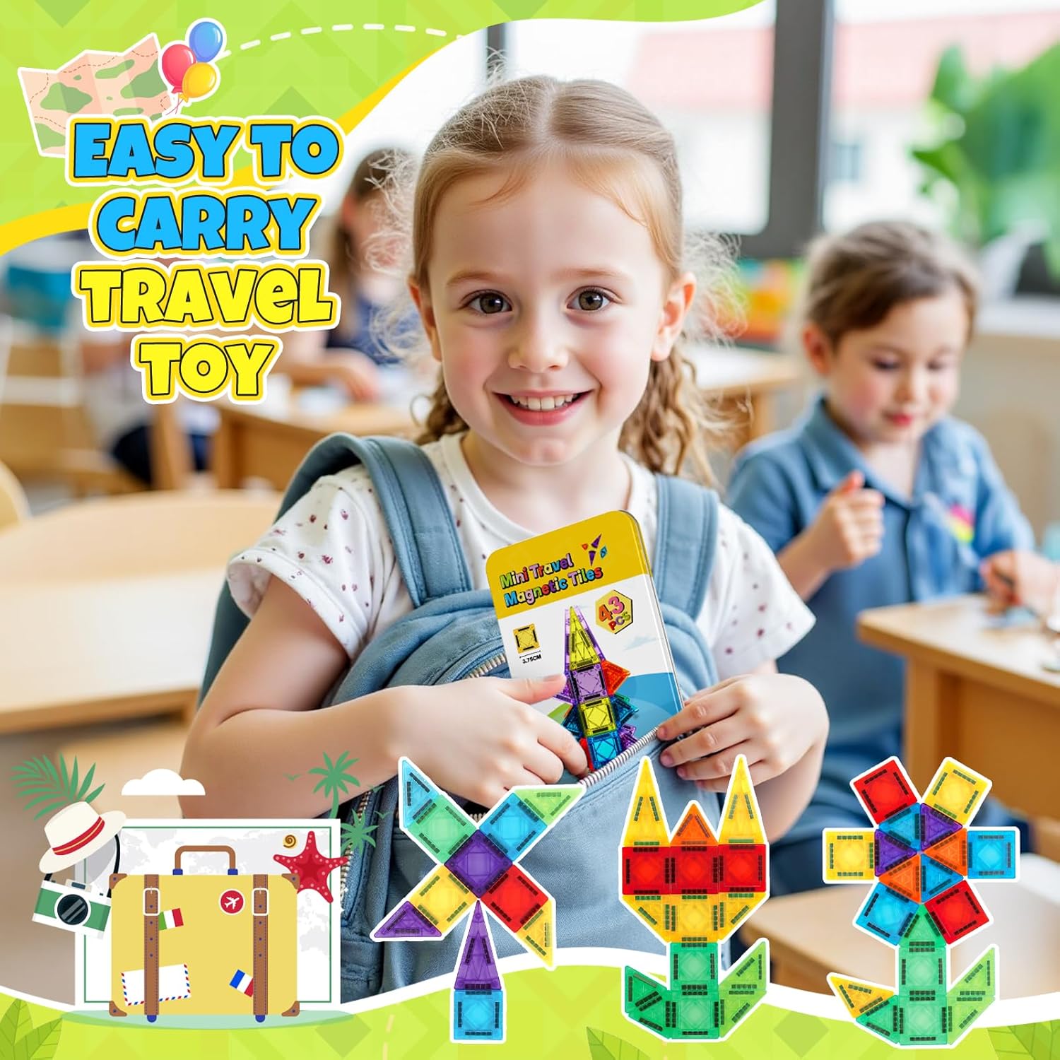 Thumbnail 2 de Mini Magnetische Bausteine 43‑teilig Reise‑Set 🎲