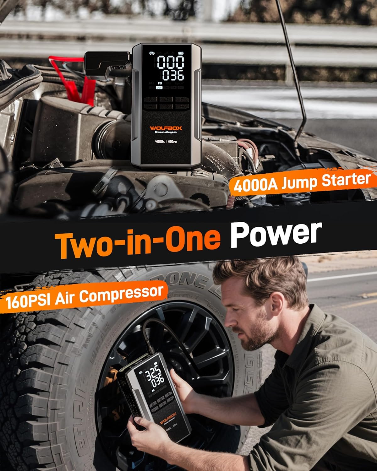 Thumbnail 1 de WOLFBOX Avviatore d’emergenza 4000 A, batteria 24.000 mAh