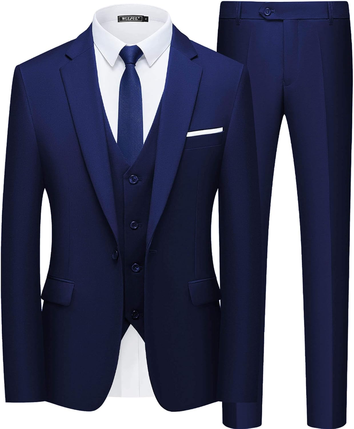 Imagen de WULFUL Men’s Slim Fit 3-Piece Suit: One Button Blazer with Vest & Pants en OfertitasTOP