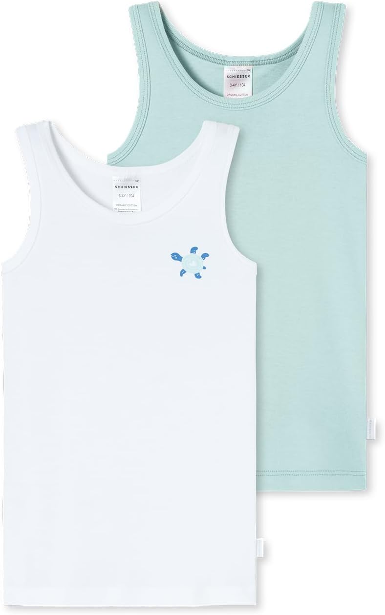 Detalle de Schiesser 2 Pack Unterhemd Feinripp in cotone biologico al 100% | Taglie 92–140