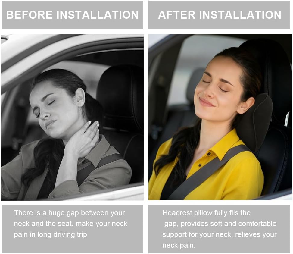 Thumbnail 4 de Alaoo Car Neck Support Pillow (2-Pack) with Adjustable Strap, Memory Foam and Breathable Cover