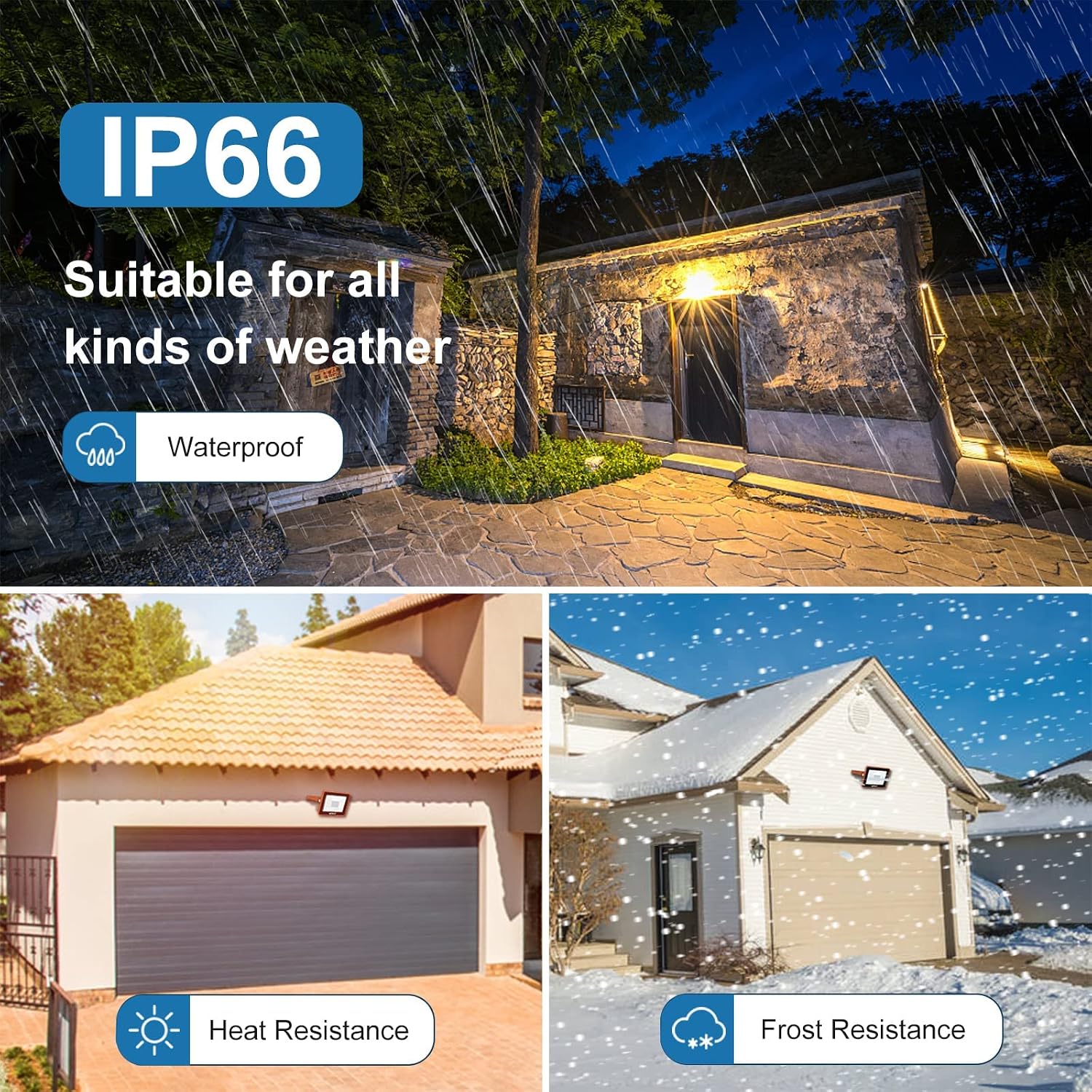 Thumbnail 4 de Linke 60W LED Floodlight Outdoor (2 Pack) – 5200LM, IP66, 120° Beam, Plug‑In Wall/Wall/Ceiling Lights