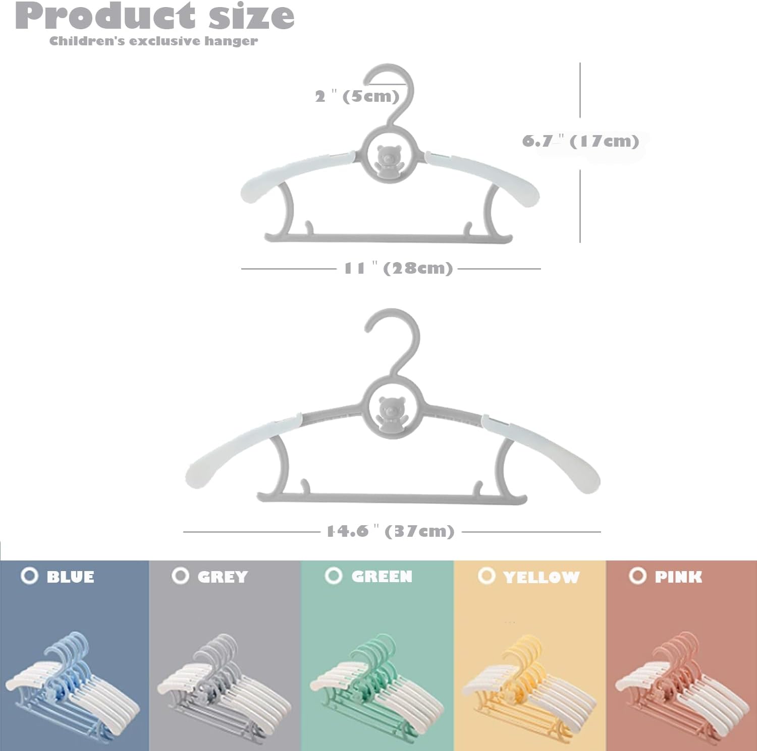 Thumbnail 1 de JSF Mitwachsende Kleiderbügel Kinder, Set20 – stapelbare Hakenbügel mit rutschfestem Design (Grau + Weiss)