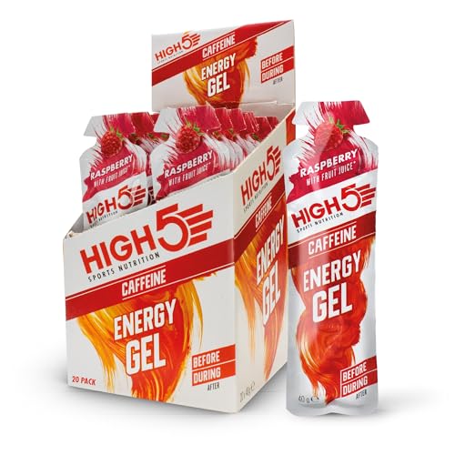 Detalle de HIGH5 Energy Gel Raspberry mit Koffein – 20 x 40 g