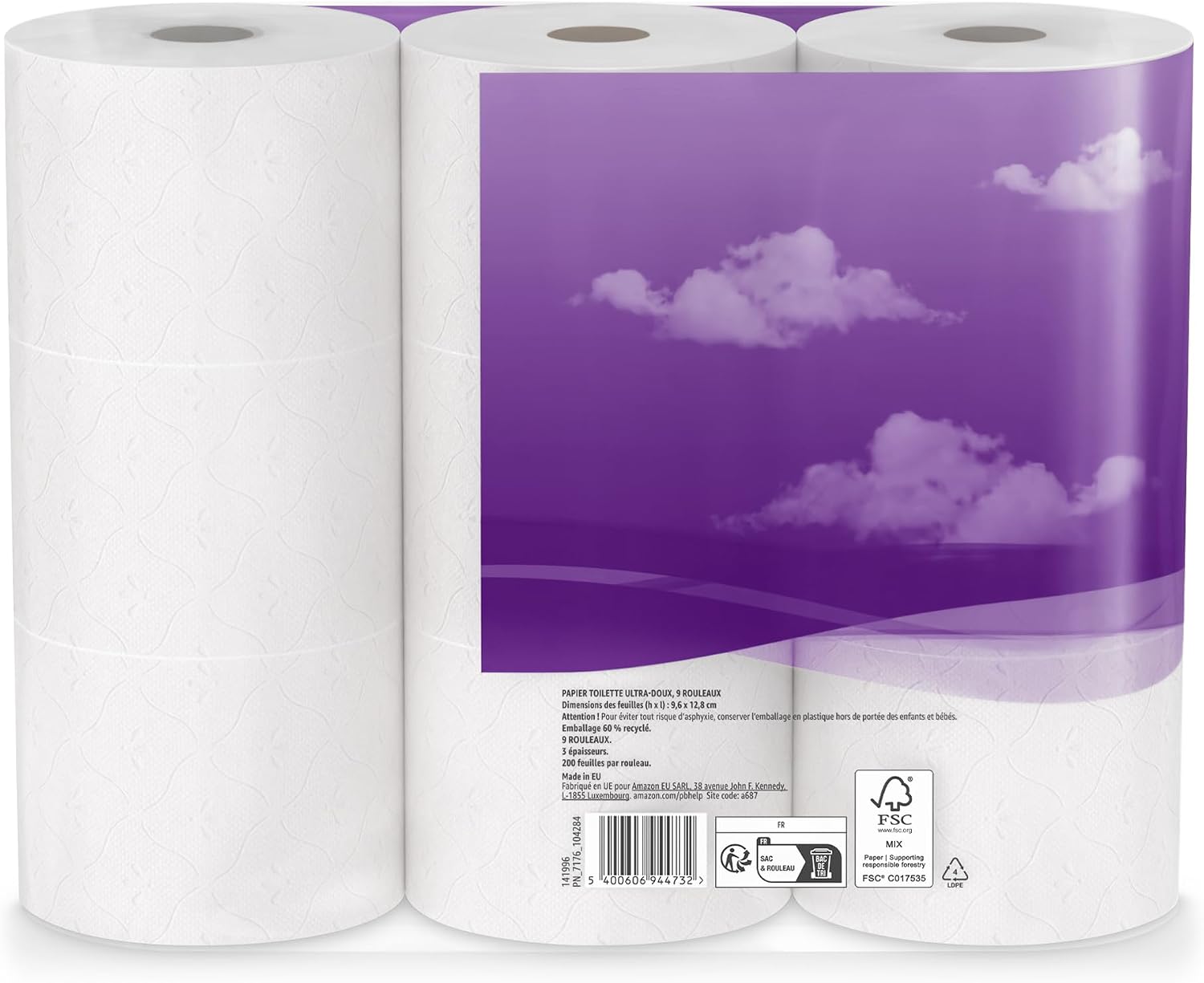 Thumbnail 6 de By Amazon Papier Toilette 3 Épaisseurs Matelassé – 9 Rouleaux, FSC, Doux et Soyeux