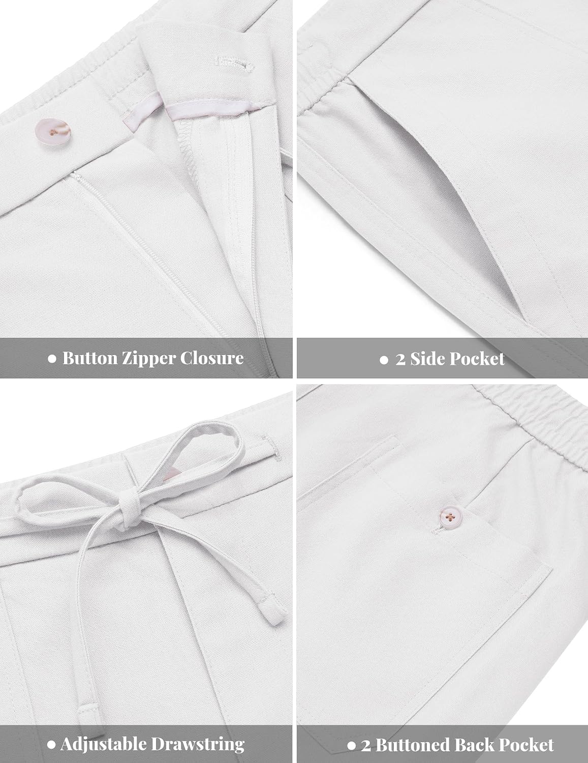 Detalle 2 de COOFANDY Men's Cotton-Linen Pants