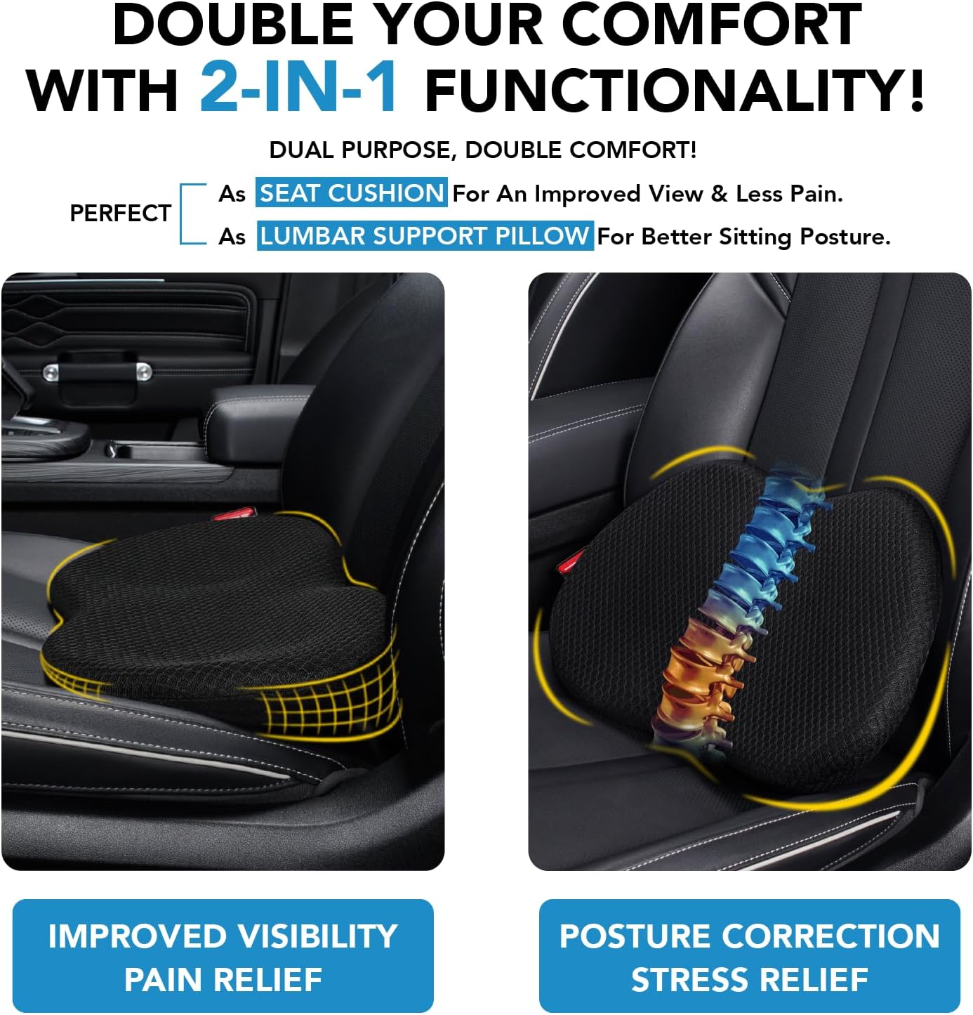 Detalle 2 de kingphenix Wedge Car Seat Cushion 1 Memory Foam