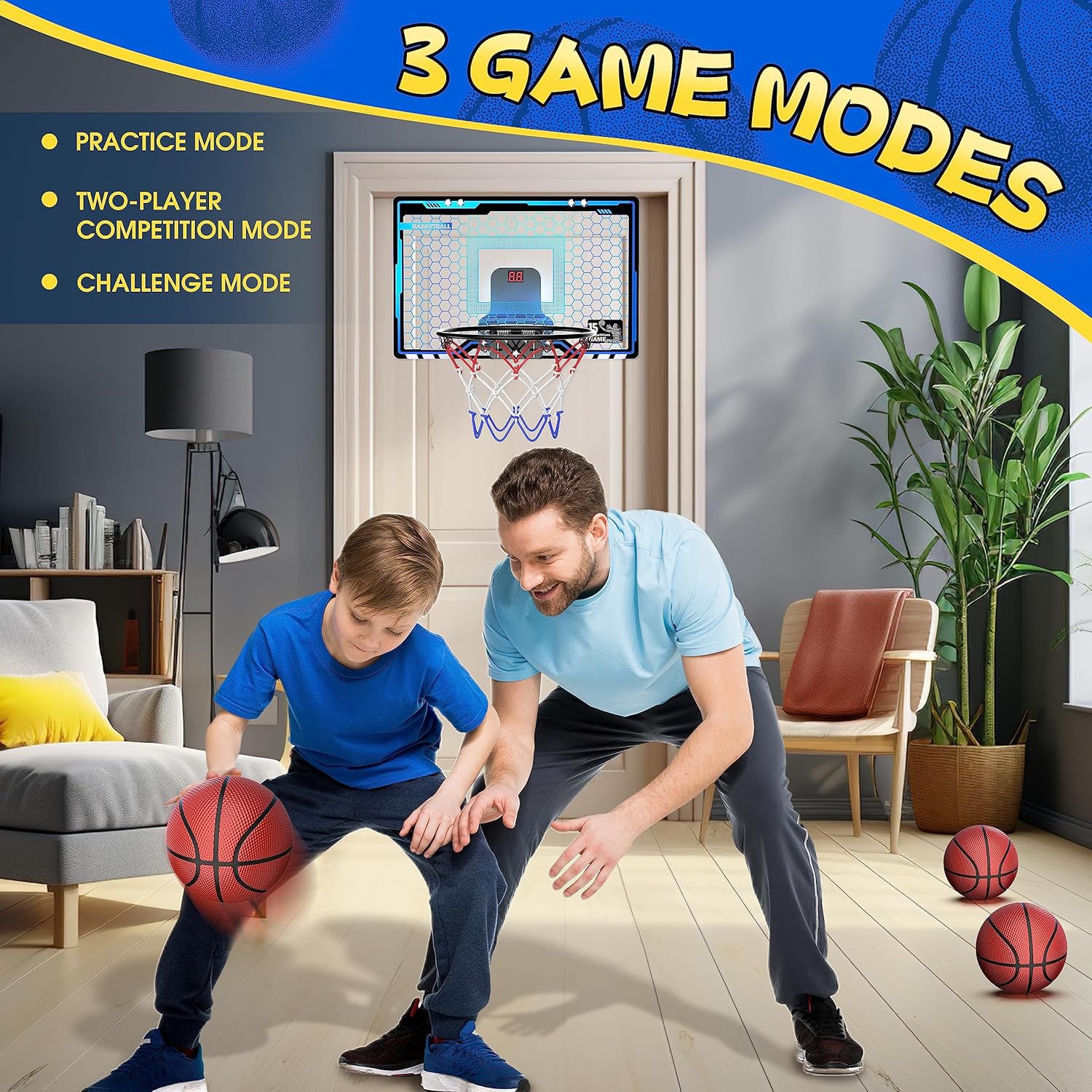 Detalle de HopeRock Indoor Mini Basketball Hoop with LED lighting