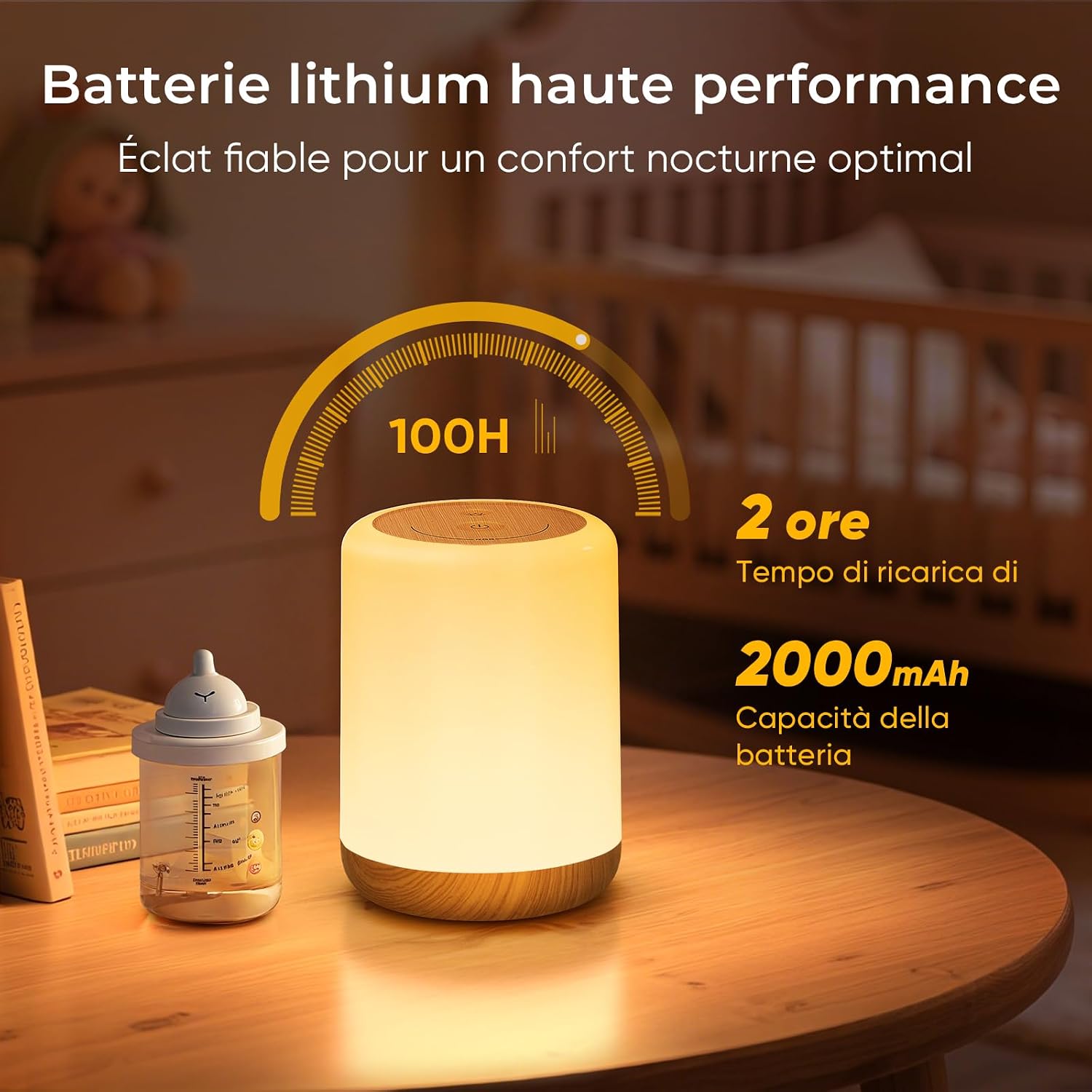 Detalle de VIWAVE Lampada da comodino LED touch ricaricabile senza fili con 256 colori RGB e timer