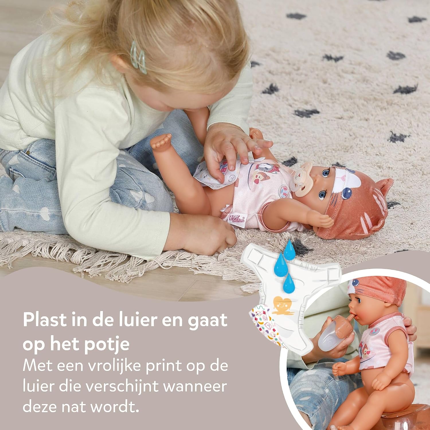 Thumbnail 4 de BABY born Lena 839577 babypop van 36 cm met kattenromper en 7 functies