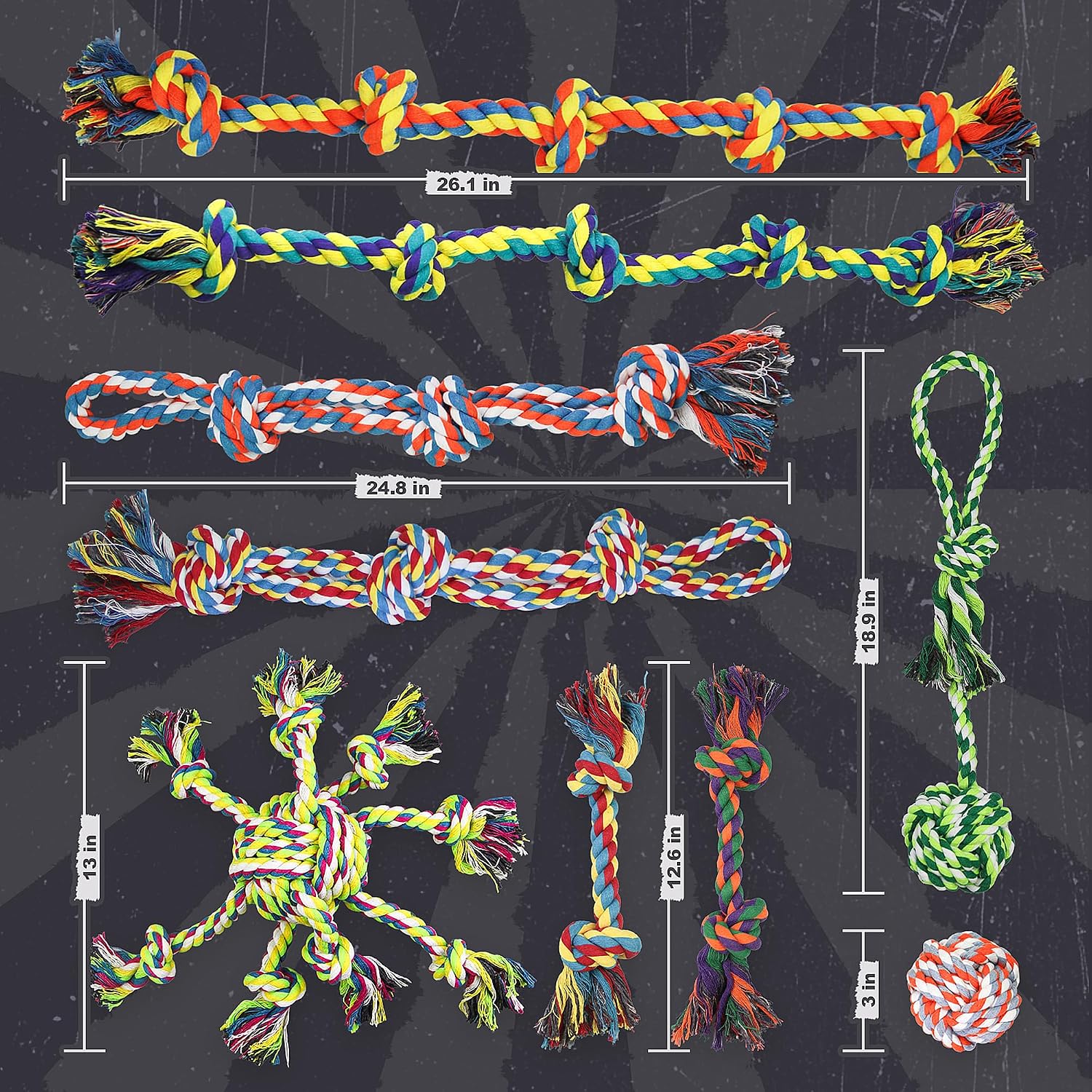 Detalle 2 de GASAPET dog rope toys 9PCS for chewers