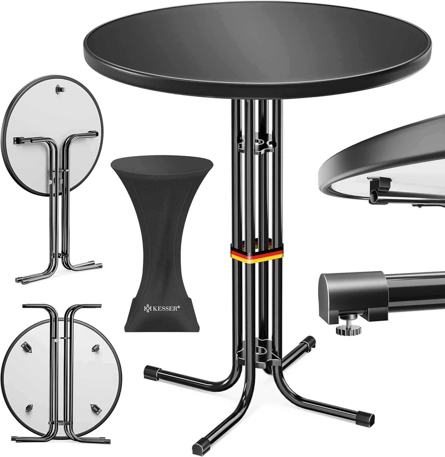 Detalle de KESSER® Stehtisch klappbar Ø70cm rund – robuster Bistro/Partytisch für Innen & Außen