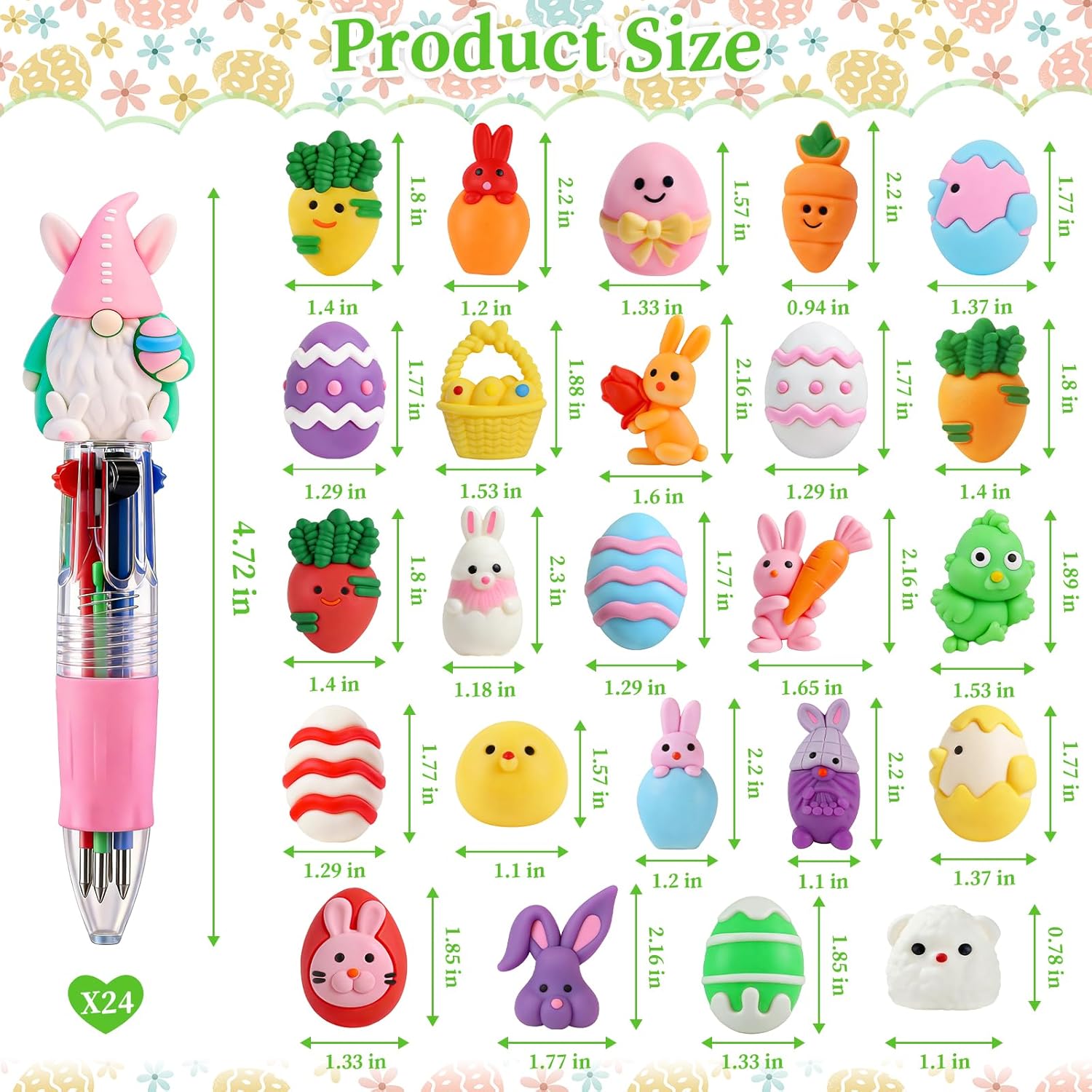 Detalle 2 de SZCECHRE Easter 72-Piece Classroom Gift Set: 24 Pens, Mochi Squishy & Slap Bracelets