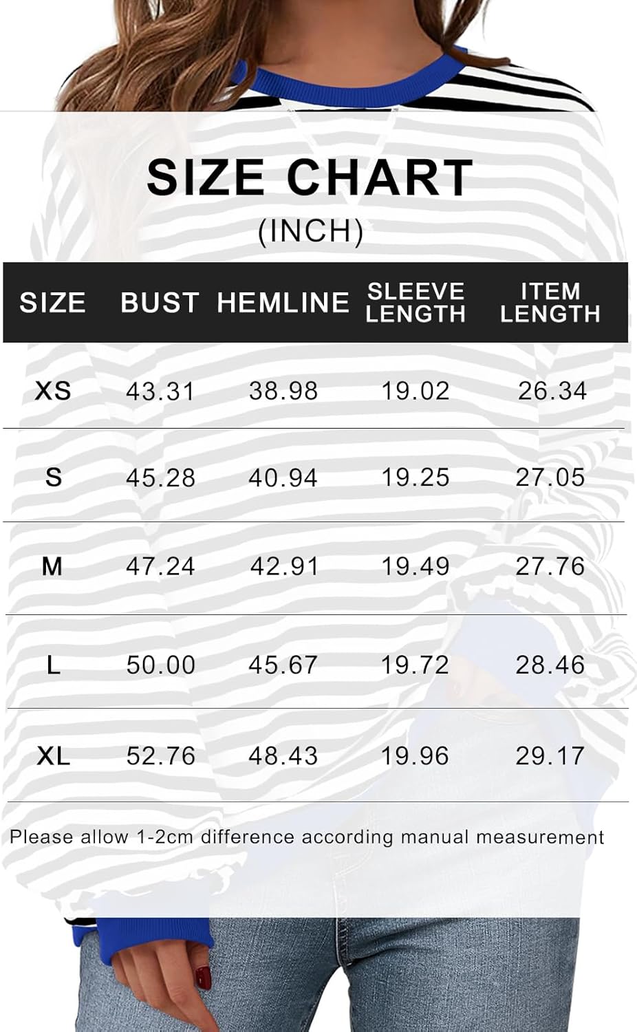 Thumbnail 6 de PRETTYGARDEN Women's Striped Oversized Sweatshirt with Color Block Crew Neck