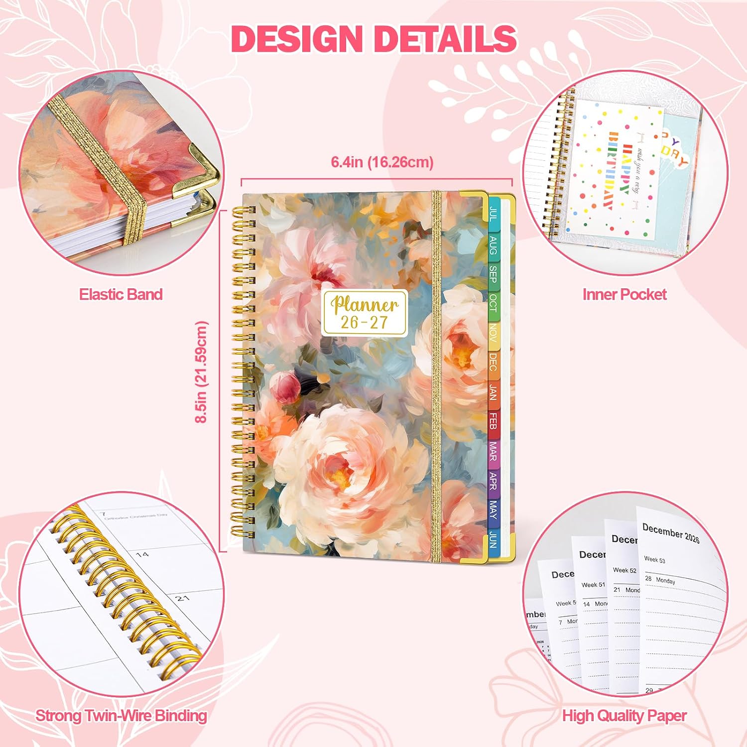 Thumbnail 2 de OMEYA 2026-2027 Weekly and Monthly Planner, July-June, Floral Cover