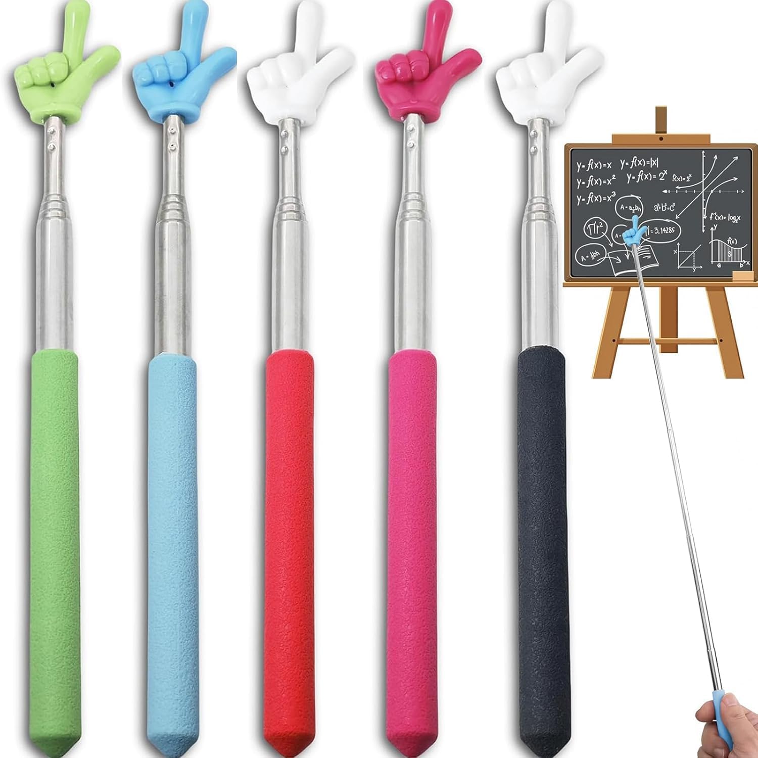 Detalle de Kamwuld 5-Piece Retractable Pointer Sticks, Five Colors, 67 cm Reach