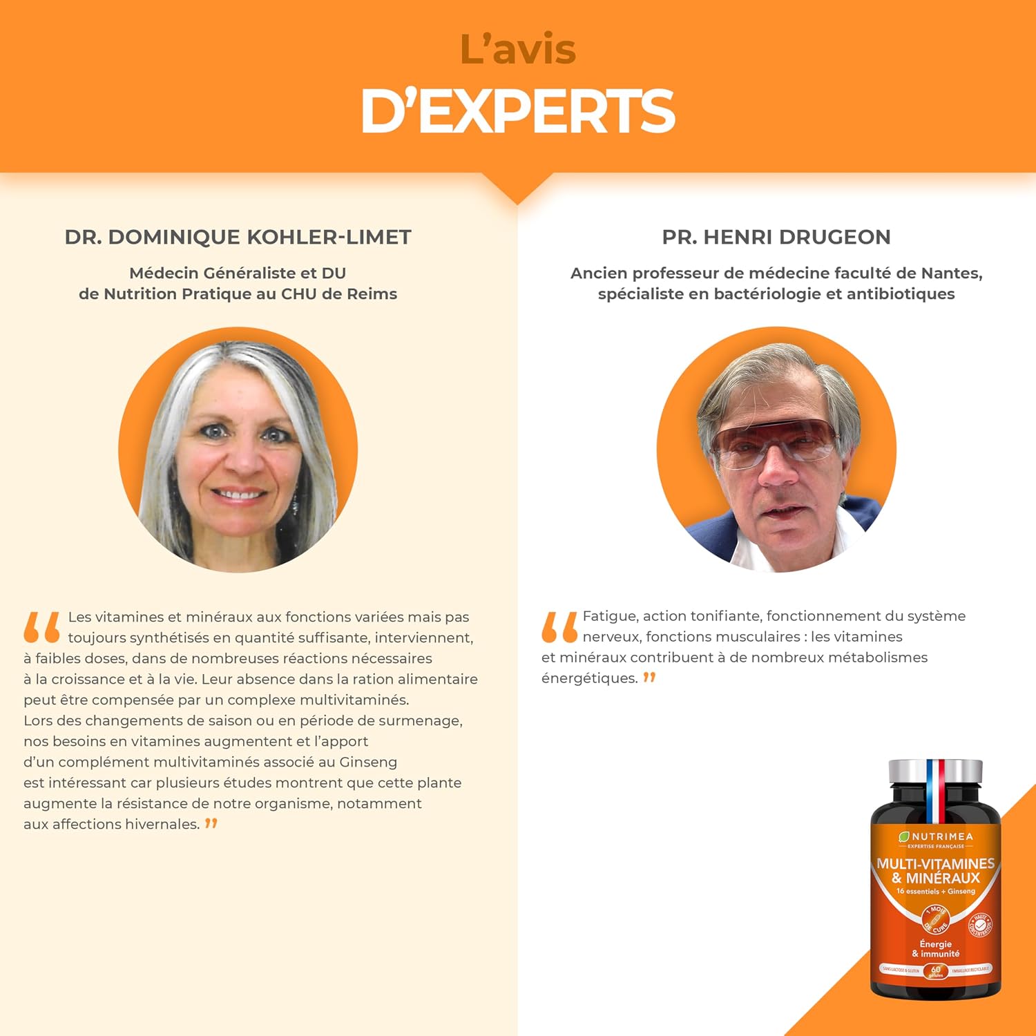 Detalle 2 de Nutrimea Multivitamines et Minéraux au ginseng (16 vitamines & minéraux)