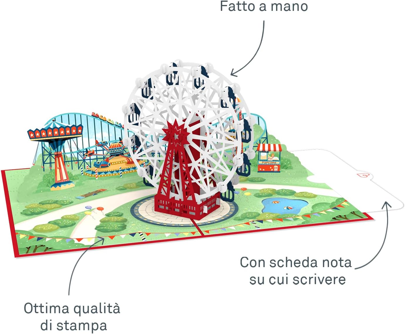 Thumbnail 1 de papercrush® Biglietto pop-up 3D parco divertimenti con ruota panoramica e montagne russe