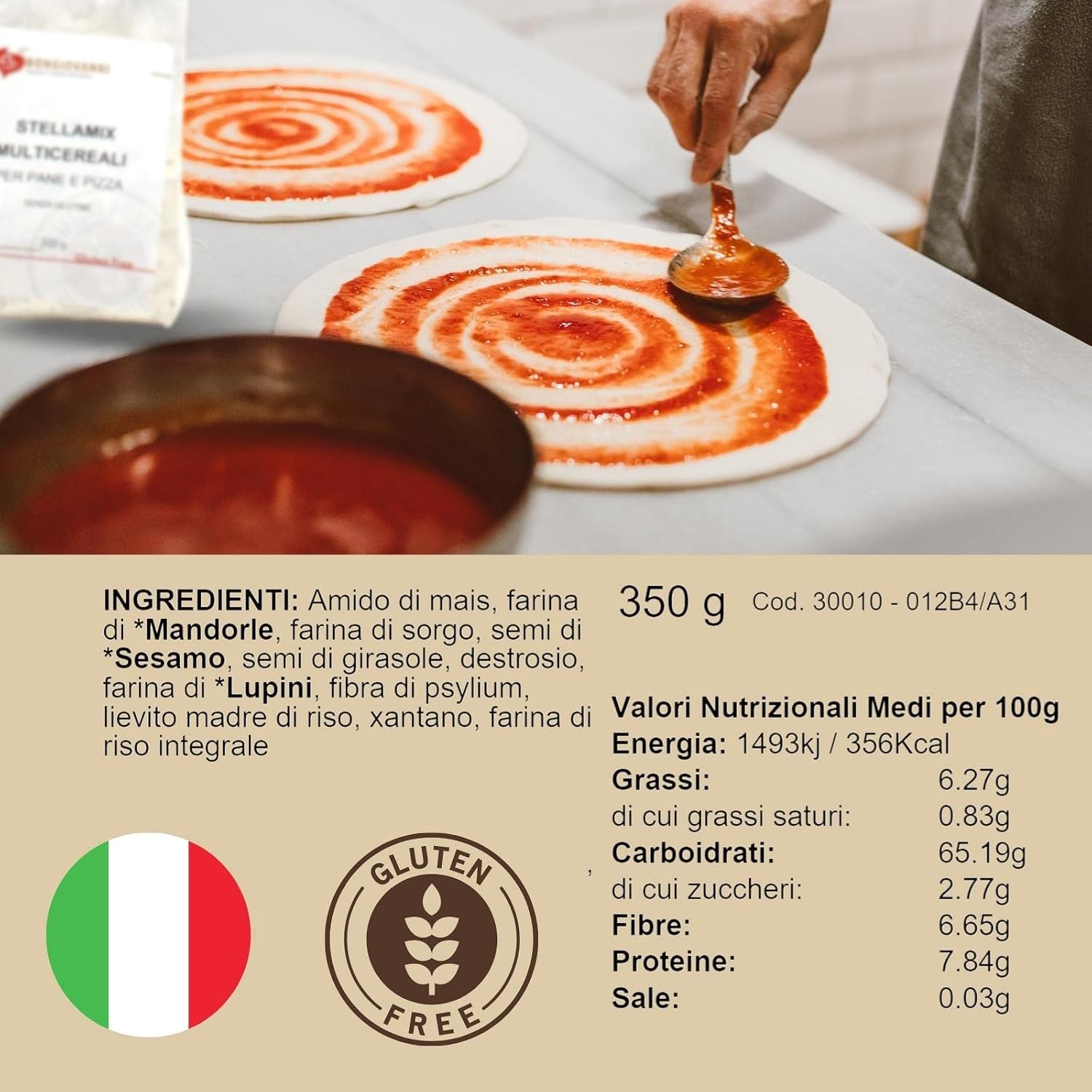 Detalle 2 de BONGIOVANNI Stella Mix Farine Naturali - Miscela Multicereali Senza Glutine da 350 g