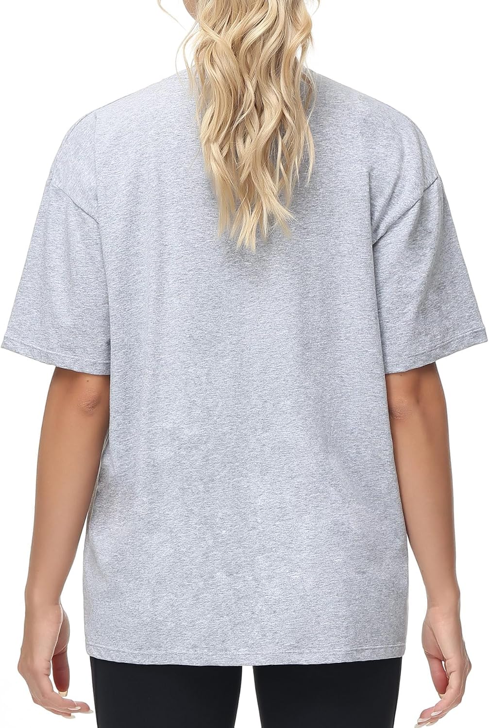 Detalle de THE GYM PEOPLE Damen T-Shirt mit Rundhalsausschnitt – kurzarm, lockere Passform