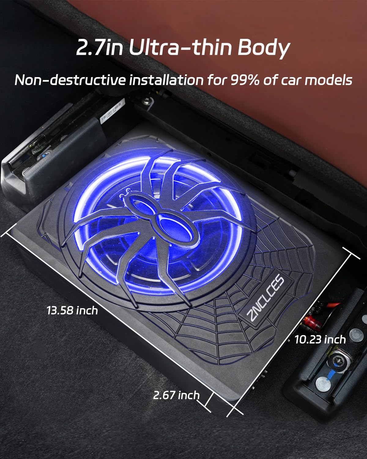 Detalle 2 de Znclces 2025 10" 1200W Slim Under-Seat Subwoofer ๐
