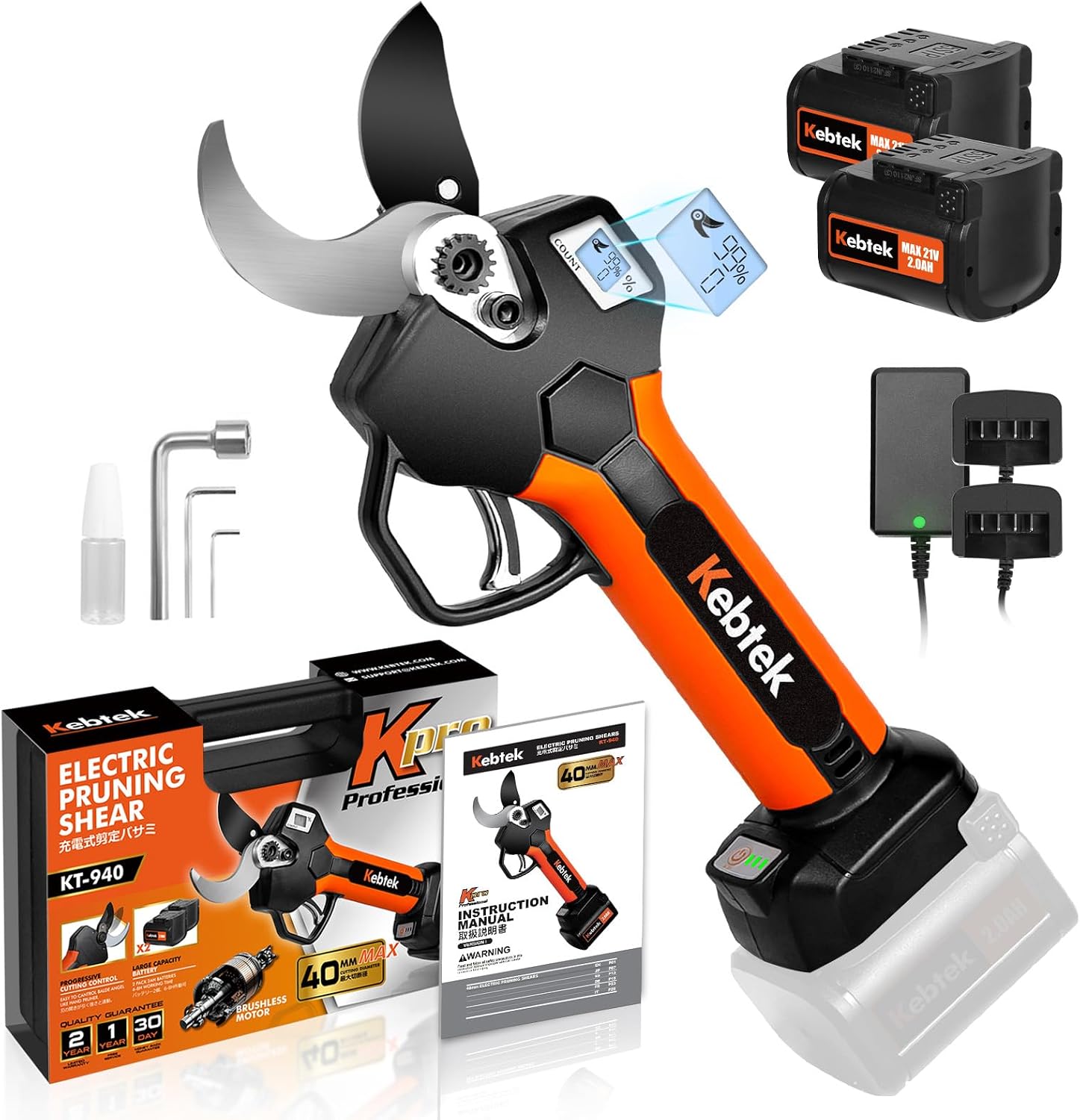 Detalle de Kebtek KT940 Cordless Electric Secateurs 40mm