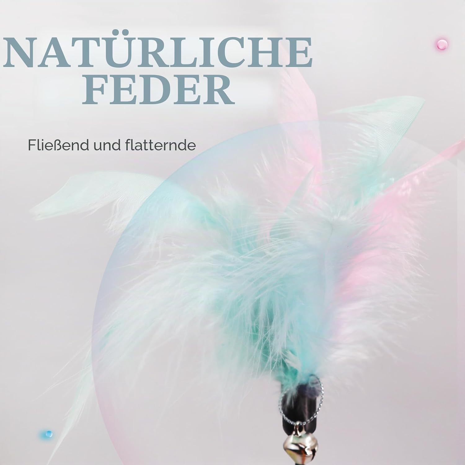 Detalle de SONGWAY Katzenspielzeug Angel mit Feder – Interaktives Katzenspielzeug-Set mit 2 Angelruten und 4 Feder-Ködern