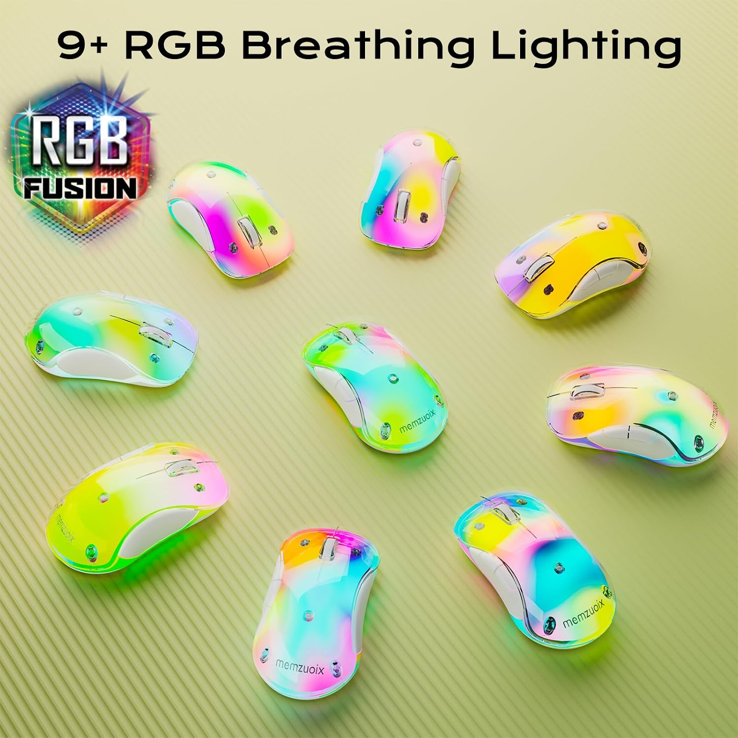 Thumbnail 2 de memzuoix LED Wireless Mouse (Rechargeable 2.4G) – Ergonomic optical cursor control with RGB lighting, yellow